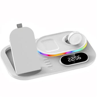 Base Carregador sem Fio com Relógio Branco Antiimpacto | RGB | Samsung / Galaxy Watch / Earbunds - 1