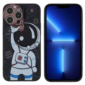 Capa e TPU padrão de astronauta, flexível, à prova de choque, recortes precisos Magunivers para iPhone 14 Pro 6.1'' - preto/castanho - 1