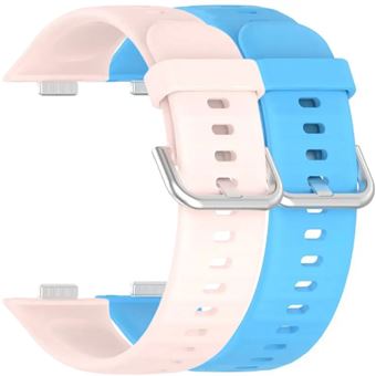 Pack 2x Bracelete em Silicone com Fecho de Metal Antiimpacto para Huawei Watch Fit 3 | Rosa e Azul - 1