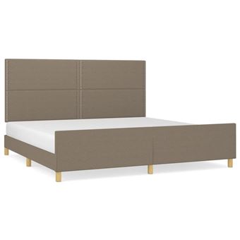 Estrutura de Cama com Cabeceira vidaXL | 200x200 cm | Tecido - castanho-acinzentado - 1