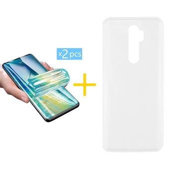 Pack 2 x Película de Hidrogel + Capa Accetel Xiaomi Redmi Note 8 Pro Silicone Liso - Transparente Clear - 1