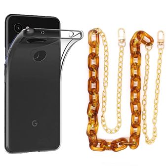Capa Cristal com Cordão Corrente Antiimpacto Castanho para Google Pixel 3A - 1