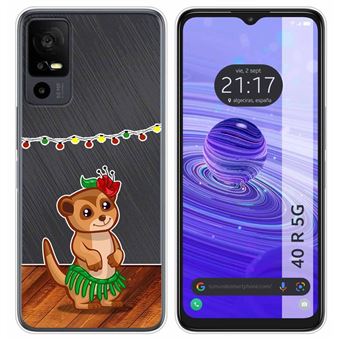 Capa Tumundosmartphone de silicone transparente para TCL 40 R 5G desenhos de design do  Meerkat - 1