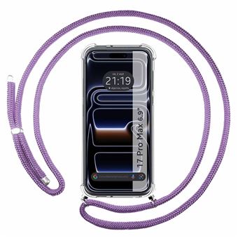 Capa Tumundosmartphone Transparente para iPhone 17 Pro Max (6.9) com cordão roxo - 1