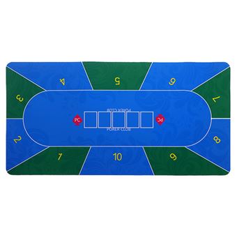 Toalha de Mesa de Borracha Texas Hold'em Royal Bailey 10 | 10 Pessoas | Jogo de Tabuleiro de Casino | 1200x600x2mm | Azul/Verde - 1