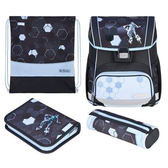 Conjunto de Mochilas Escolares Herlitz Loop Plus Cyber Soccer | Azul, Azul escuro - 1