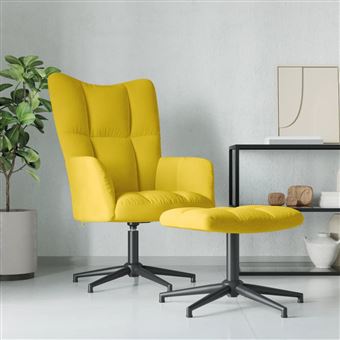Cadeira de descanso com banco vidaXL | veludo | amarelo mostarda - 1