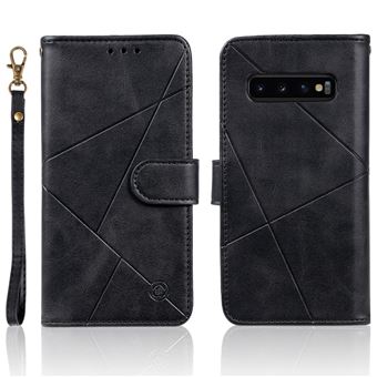 Capa Magunivers para Samsung Galaxy S10| PU |superfície de losango com suporte e alça - Preto