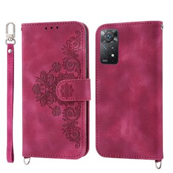 Capa ZURSANA para Xiaomi Redmi Note 114G/Note 11S 4G | Pele com Fecho de Encaixe para Colar + Cordão em Pele | Vermelho - 1