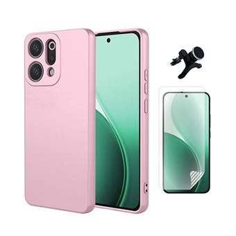 Kit Película Protectora de Hydrogel Frente + Capa Proteção Silicone + Suporte Reforçado de Carro GIFT4ME para Oppo Reno14 | Rosa - 1