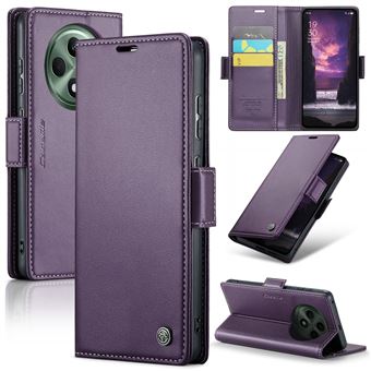Capa FOXDOCK para OPPO Reno 12FS 5G | Bloqueio RFID | Fecho Magnético | Flip | Pele | 3 Compartimentos para Cartões | Roxo - 1