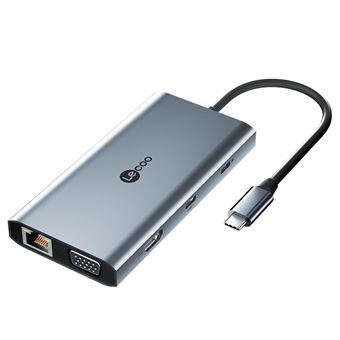 Adaptador Lecoo LKC1329 7 em 1 | Type-C a 3USB3.2 VGA HDMI PD100W 1000mbps para HUAWEI Mate40/P50 Samsung S20 - 1
