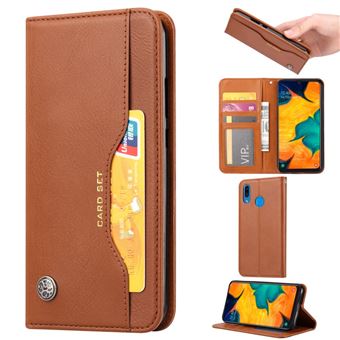 Capa Magunivers de PU Flip Castanho com Suporte para Samsung Galaxy A20E