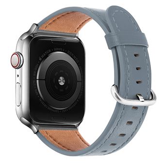 Bracelete de Couro HSMY Simples Clássico para Apple Watch Series 6/ SE/ 5/ 4 | 44 mm - Cinza - 1