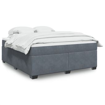 Cama com molas/colchão vidaXL | 180x200 cm | veludo cinzento-escuro - 1
