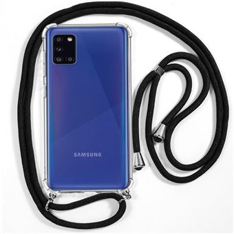 Capa COOL em Silicone Transparente com Cordão em Preto para Samsung Galaxy A31 - 1
