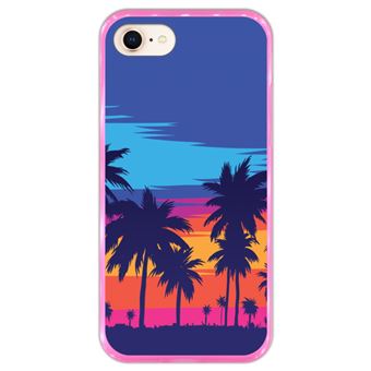 Capa Hapdey para iPhone 7 - 8 Design Palmeiras em Silicone Flexível e TPU Cor-de-Rosa