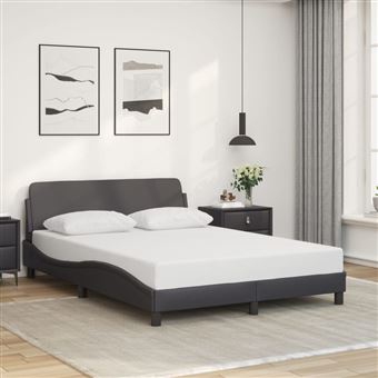 Estrutura de Cama vidaXL Dover | 140x200cm | couro artificial cinzento - 1