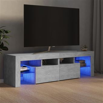 Móvel de TV com luzes LED vidaXL | 140x36,5x40 cm | cinzento cimento - 1