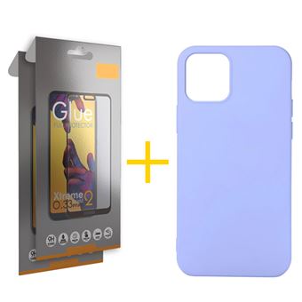 Conjunto Skyhe 2 x Película de Vidro Full + Capa para iPhone 13 Mini Silicone Líquido - Roxo - 1