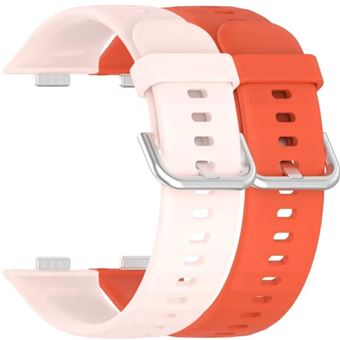 Pack 2x Bracelete em Silicone com Fecho de Metal Antiimpacto para Huawei Watch Fit 3 | Rosa e Laranja - 1