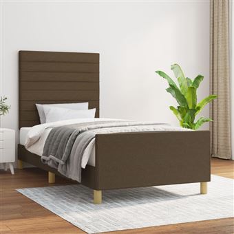 Estrutura de Cama com Cabeceira vidaXL | 90x190 cm | Tecido - castanho-escuro - 1