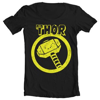 T-shirt com Decote Redondo Thor Distressed Hammer Wide Neck | Preto | XL
