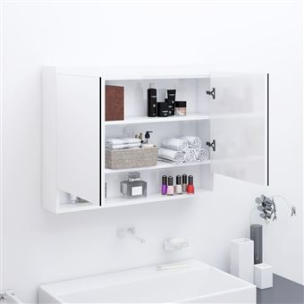 Armário espelhado para WC vidaXL 80x15x60cm MDF branco brilhante - 1