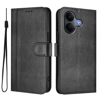 Capa FOXDOCK para VIVO V60 Lite 5G | Estilo Vintage | TPU com Textura de Pele Antiderrapante | Compartimentos para Cartões e Suporte | Preto - 1