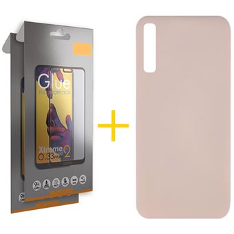 Conjunto skyhe 2 x Película de Vidro Full + Capa para Samsung Galaxy A30s | Silicone Líquido - Rosa Creme - 1