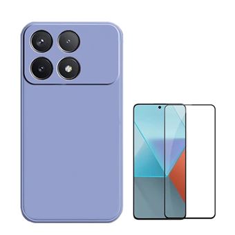 Kit Película de Vidro Temperado 5d Full Cover + Capa Silicone Líquido Phonecare para Xiaomi Poco F6 Pro | Roxo - 1