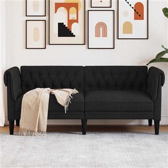 Sofá chesterfield vidaXL | 2 lugares | tecido preto - 1