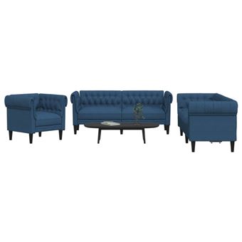 Conjunto de sofás vidaXL | 3 Peças | tecido azul - 1