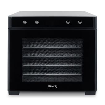 Desidratador de Alimentos H.Koenig DSY900 | 6 Tabuleiros de Secagem Amovíveis | Termóstato Variável de 35° a 70°C | Ecrã tátil LCD | 650W - 1