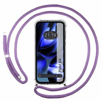 Capa Tumundosmartphone Transparente para Google Pixel 9a 5G com Fio Roxo - 1