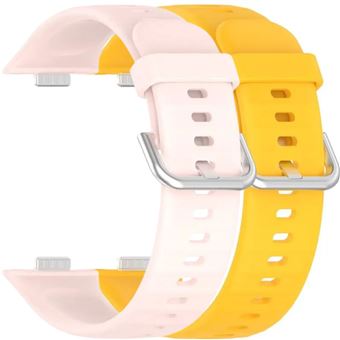 Pack 2x Bracelete em Silicone com Fecho de Metal Antiimpacto para Huawei Watch Fit 3 | Rosa e Amarelo - 1