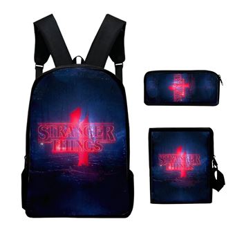 Mochila Escolar Infantil DreamWorks | Stranger Things | 3 Peças | Azul 1346 - 1