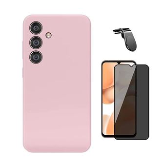 Kit Película de Vidro Temperado Privacidade + Capa Proteção Silicone + Suporte Magnético L GIFT4ME para Samsung Galaxy A17 4G | Rosa - 1