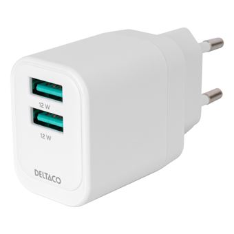 Carregador de Dispositivos Móveis Deltaco USB-AC200 | Branco - 1