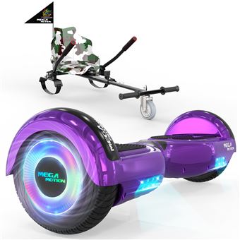 Hoverboard Mega Motion com Auto-equilíbrio LED Bluetooth-Music Roxa + Kart Cinza | 6,5'' - 1