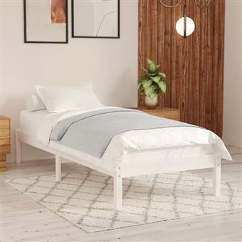 Estrutura de cama pequena de solteiro UK vidaXL | 75x190cm | pinho maciço | branco - 1