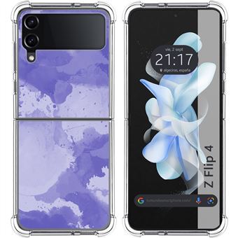 Capa Tumundosmartphone de silicone anti-choque para Samsung Galaxy Z Flip 4 5G design aquarela 01 desenhos - 1