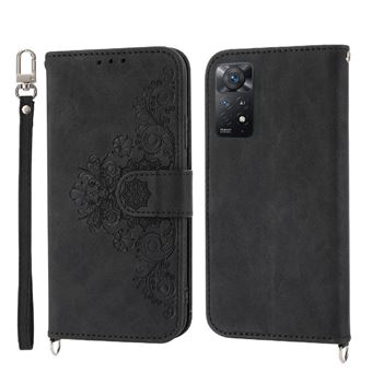 Capa ZURSANA para Xiaomi Redmi Note 114G/Note 11S 4G | Pele com Fecho de Encaixe para Colar + Cordão em Pele | Preto - 1