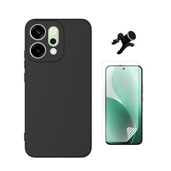 Kit Película Hydrogel Frente + Capa Silicone Líquido + Suporte Reforçado PHONECARE para Oppo Reno14 | Preto - 1