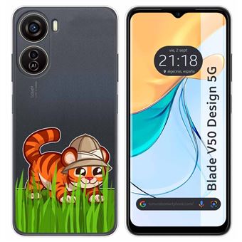 Capa de silicone TUMUNDOSMARTPHONE para Zte Blade V50 Design 5G | transparente desenhos Tiger - 1