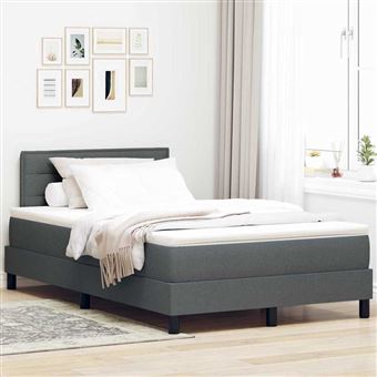 Cama Box com Colchão vidaXL | Cinzento escuro | 120 x 200 cm | tecido - 1