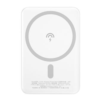 Power Bank DUDAO wireless powerbank MagSafe 10W 5W Magsafe 5000mAh+ metal adapter ring for | 5000 mAh | Branco - 1