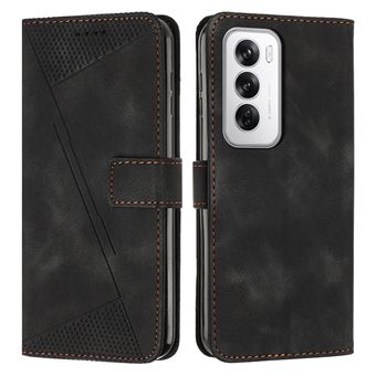 Capa FOXDOCK para OPPO Reno 12 5G | Pele | Flip | 3 Compartimentos para Cartões | Preto - 1
