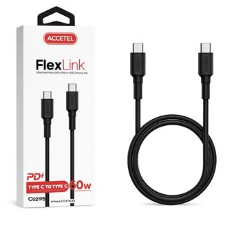 Cabo Accetel CU2196 para Apple iPhone 15 PRO MAX | 60W PD | Type-C | 1 m | Preto - 1