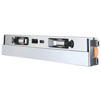 Doca de expansão do cabo de carregamento do telemóvel móvel do console central do carro Lightning + Lightning HUB V-REEL para Tesla Model 3/Y (2020-2023) | Cinza - 1